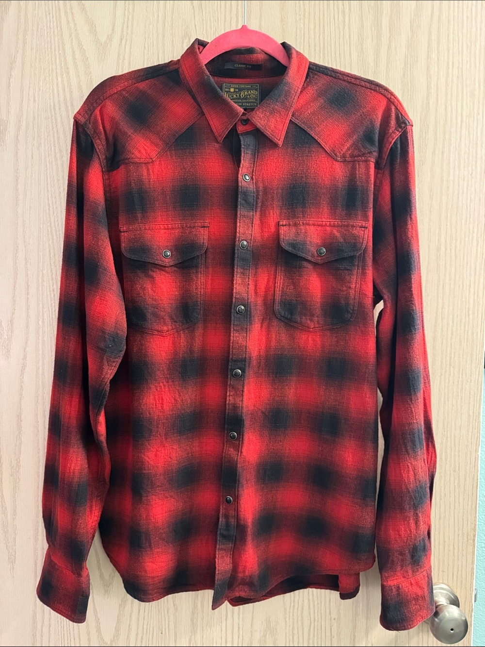 LUCKY Brand Saturday shadow plaid snap button Flannel Shirt